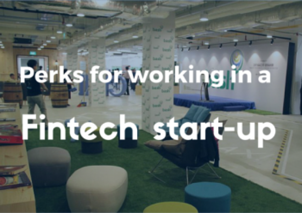 text: Perks for working in a fintech Start-up