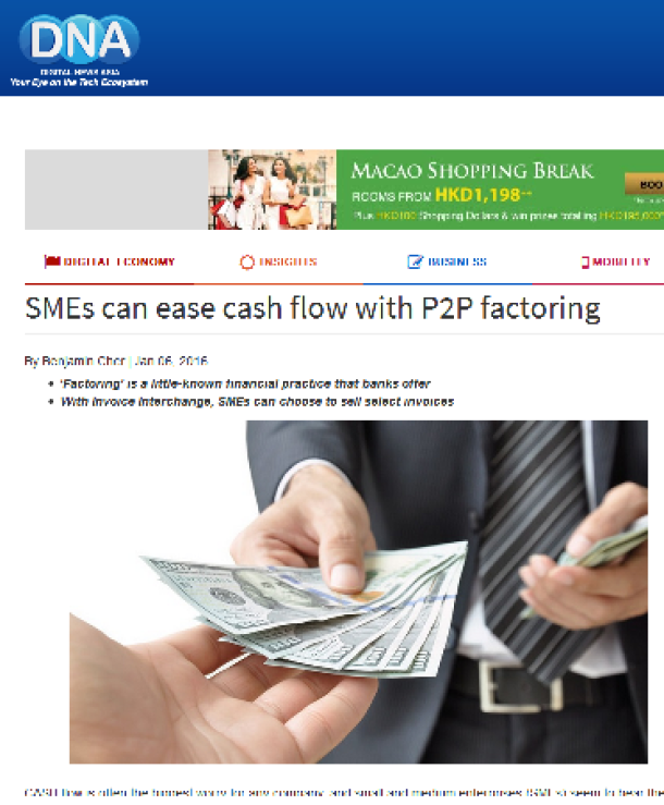 text: SMEs can ease cahs flow with P2P factoring