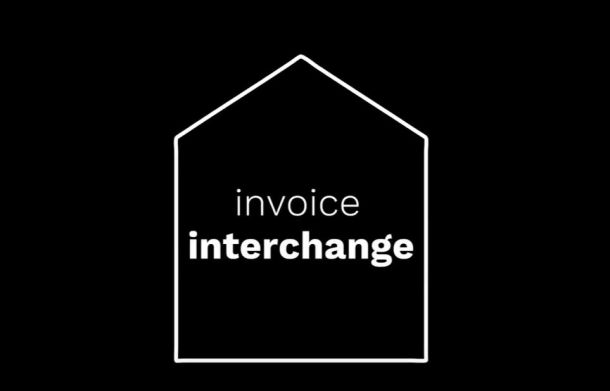 text: invoice interchange - inside simple house shape