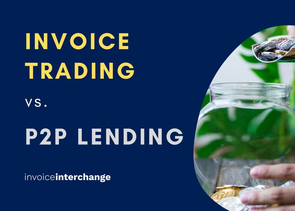 text: invoice trading vs P2P lending - invoiceinterchange alongside coin jar about to be filled