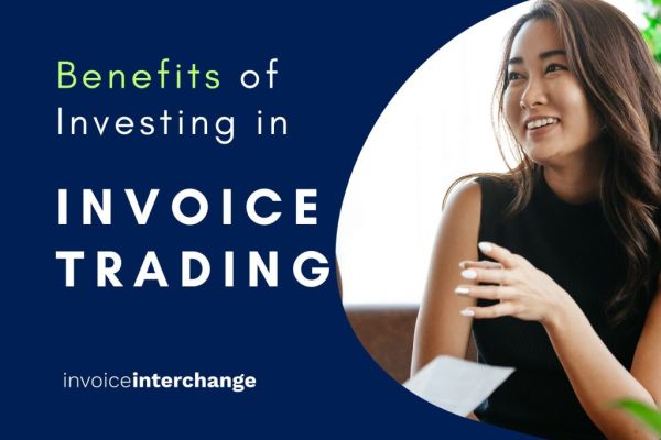 text: benefits of investing in invoice trading - invoiceinterchange alongside smiling woman in business attire