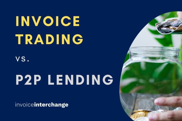 text: invoice trading vs P2P lending - invoiceinterchange alongside coin jar about to be filled