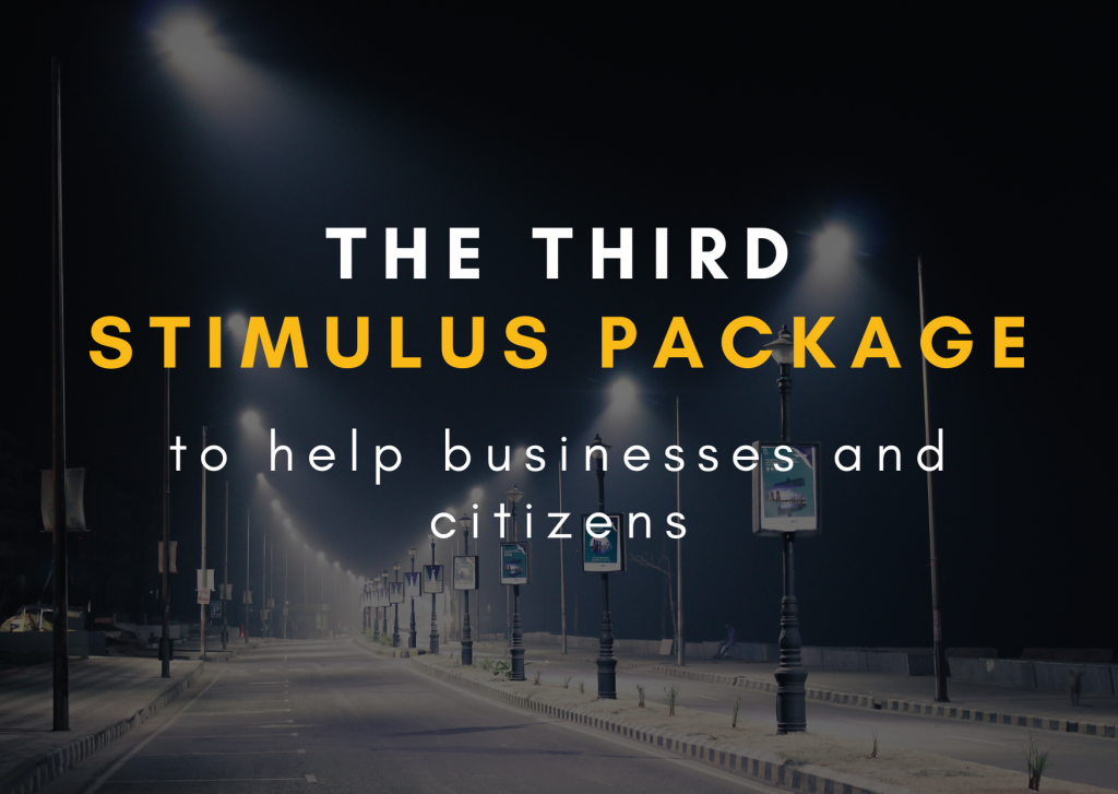text: The third stimulus package to help businesses and citizens